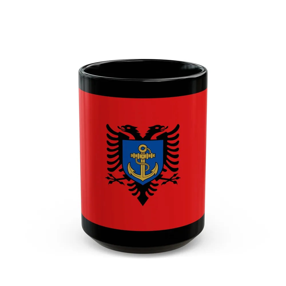 Flag of the Albanian Naval Forces - Black Coffee Mug-15oz-Go Mug Yourself