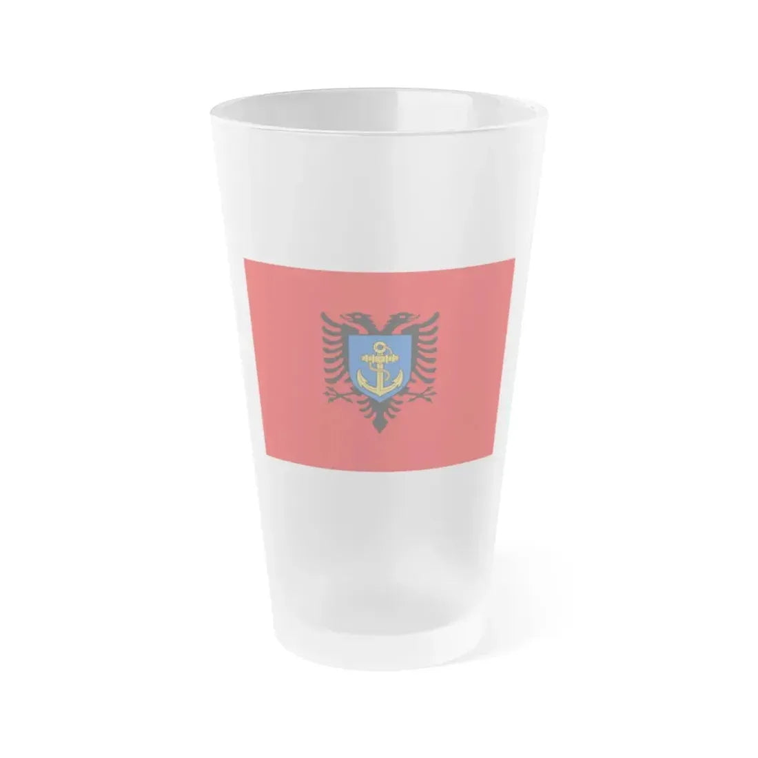 Flag of the Albanian Naval Forces - Frosted Pint Glass 16oz 16oz Frosted - Go Mug Yourself