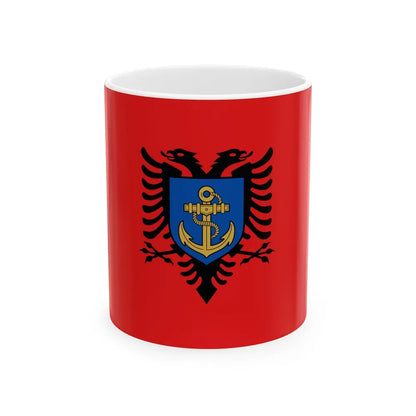 Flag of the Albanian Naval Forces - White Coffee Mug-11oz-Go Mug Yourself