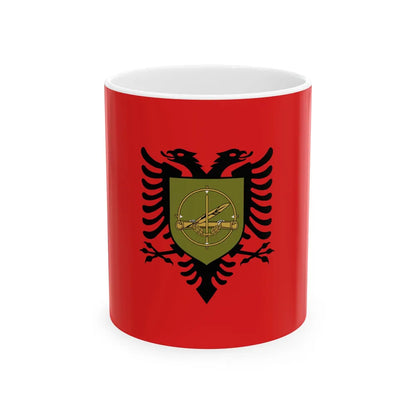 Flag of the Albanian Training and Doctrine Command (Albania) White Coffee Mug 11oz - Go Mug Yourself