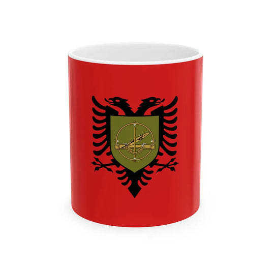 Flag of the Albanian Training and Doctrine Command (Albania) White Coffee Mug 11oz - Go Mug Yourself