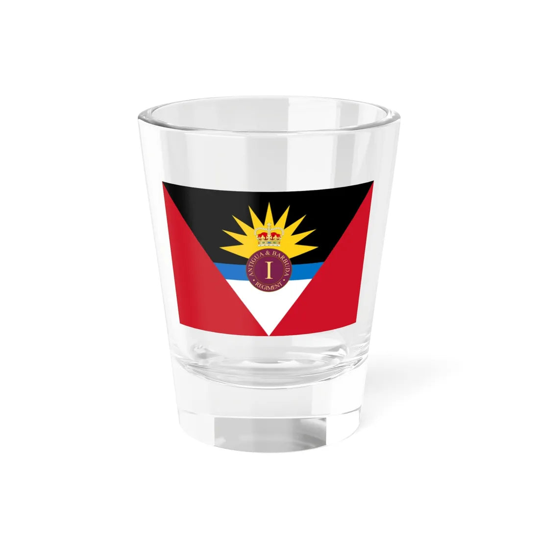 Flag of the Antigua and Barbuda Regiment (Antigua and Barbuda) Shot Glass 1.5oz 1.5oz - Go Mug Yourself
