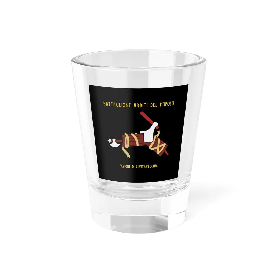 Flag of the Arditi del Popolo Battalion Black (Italy) Shot Glass 1.5oz 1.5oz - Go Mug Yourself