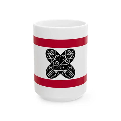 Flag of the Asano Lords of Hiroshima in Aki Province C (Japan) White Coffee Mug 15oz - Go Mug Yourself