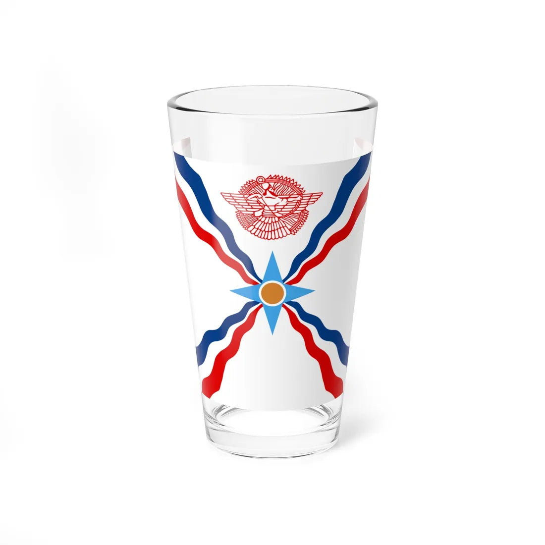 Flag of the Assyrians (Iraq) Pint Glass 16oz 16oz - Go Mug Yourself