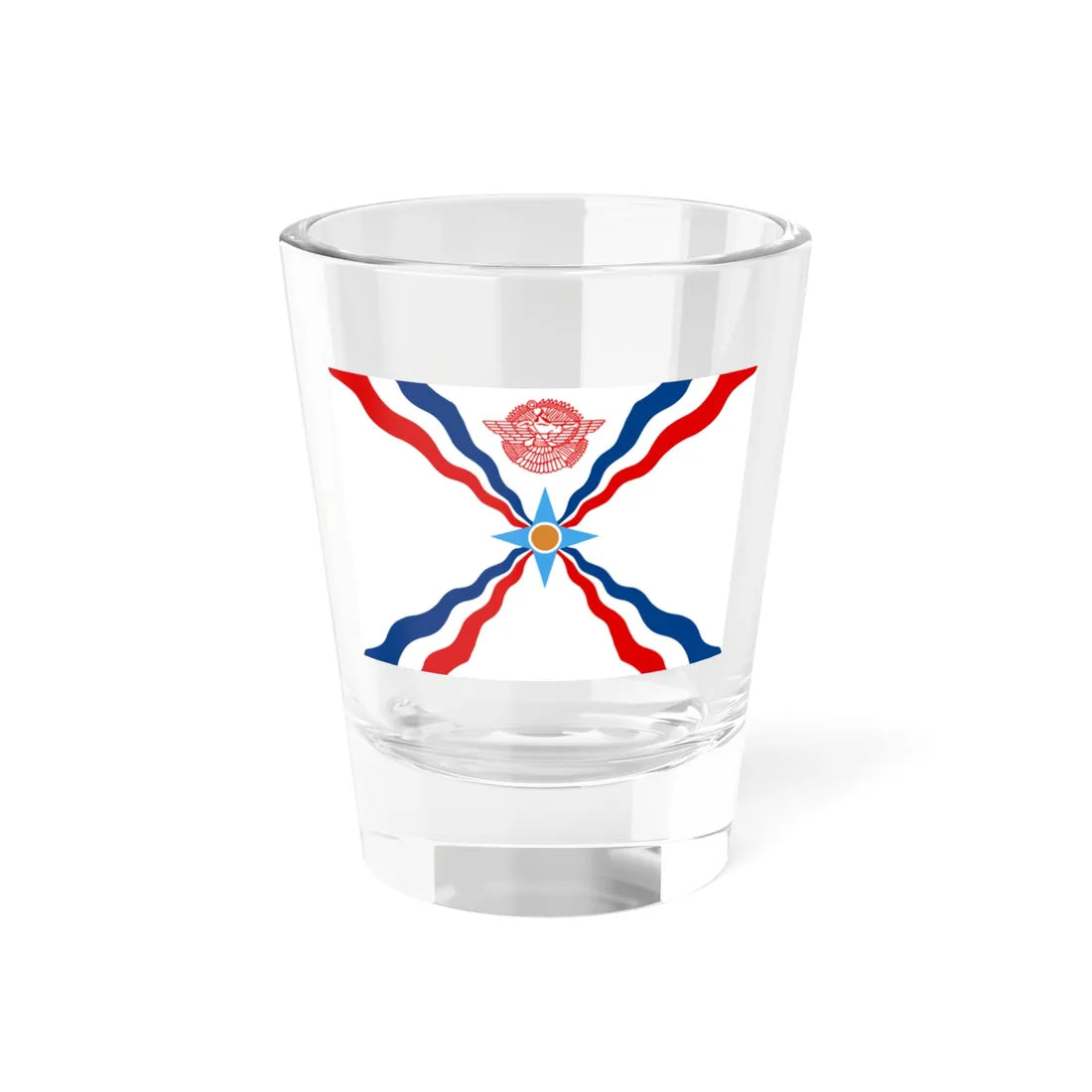 Flag of the Assyrians (Iraq) Shot Glass 1.5oz 1.5oz - Go Mug Yourself