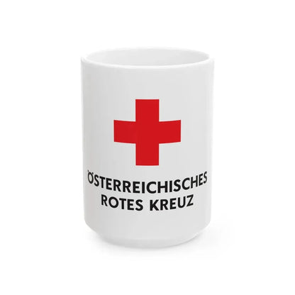 Flag of the Austrian Red Cross (Austria) White Coffee Mug 15oz - Go Mug Yourself