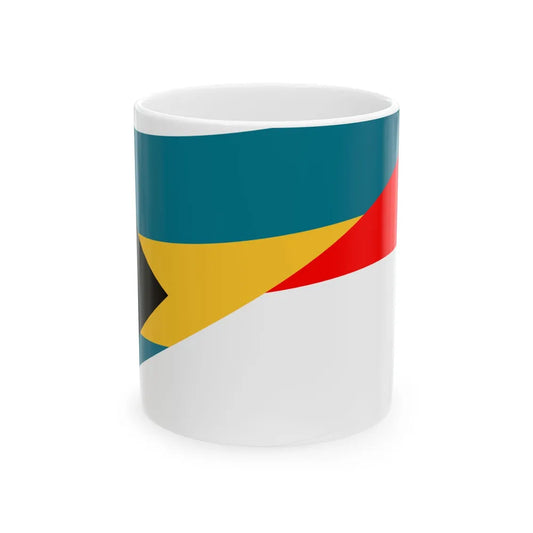 Flag of the Bahamas and Indonesia with waves (Bahamas) White Coffee Mug 11oz - Go Mug Yourself