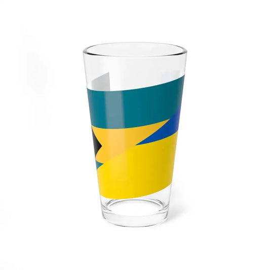 Flag of the Bahamas and Ukraine with waves (Bahamas) Pint Glass 16oz 16oz - Go Mug Yourself