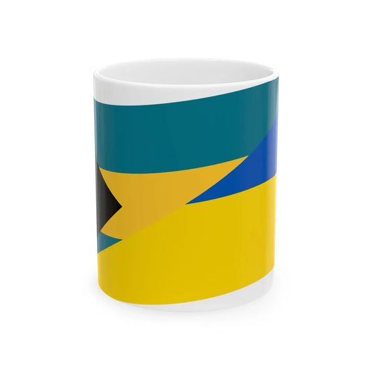 Flag of the Bahamas and Ukraine with waves (Bahamas) White Coffee Mug 11oz - Go Mug Yourself