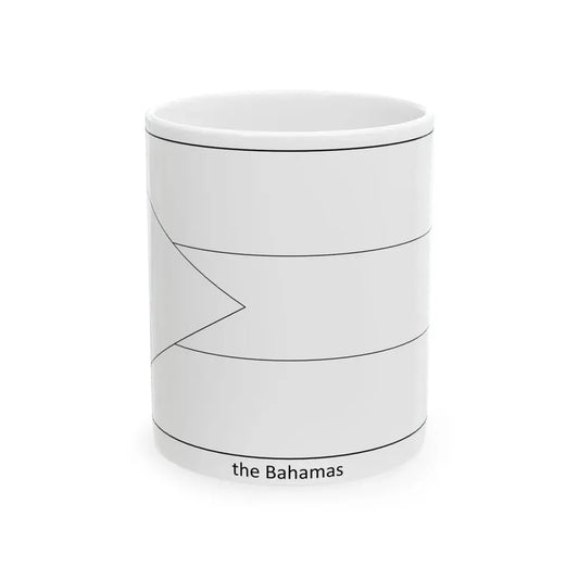 Flag of the Bahamas colouring page (Bahamas) White Coffee Mug 11oz - Go Mug Yourself