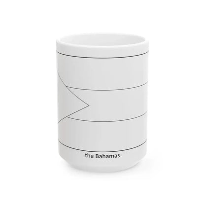 Flag of the Bahamas colouring page (Bahamas) White Coffee Mug 15oz - Go Mug Yourself