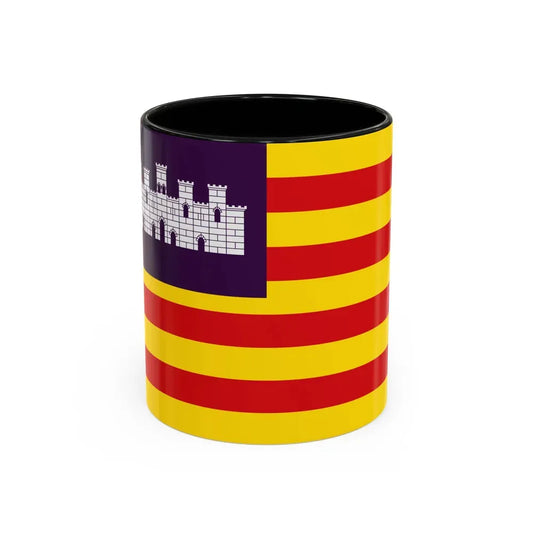 Flag of the Balearic Islands Spain - Accent Coffee Mug 11oz Black - Go Mug Yourself