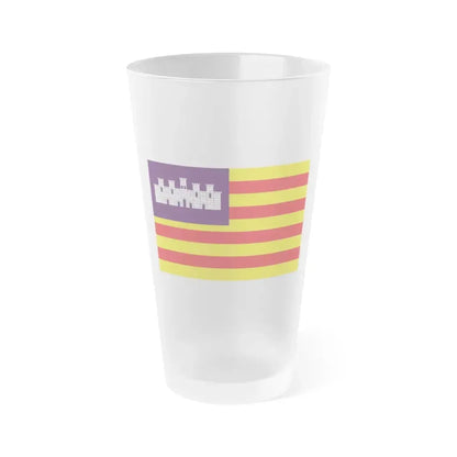 Flag of the Balearic Islands Spain - Frosted Pint Glass 16oz 16oz Frosted - Go Mug Yourself