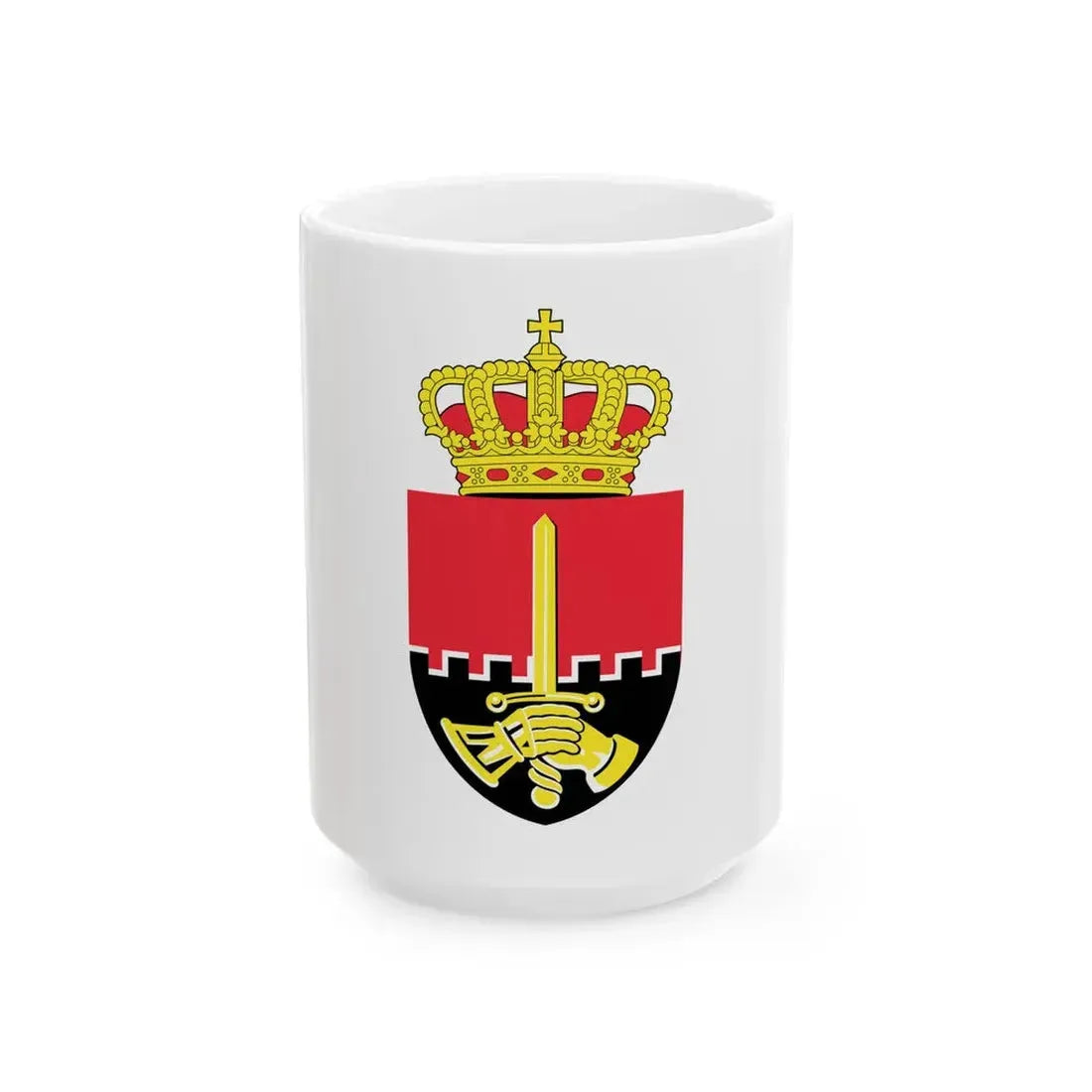 Flag of the Belgian Land Component (Belgium) White Coffee Mug 15oz - Go Mug Yourself