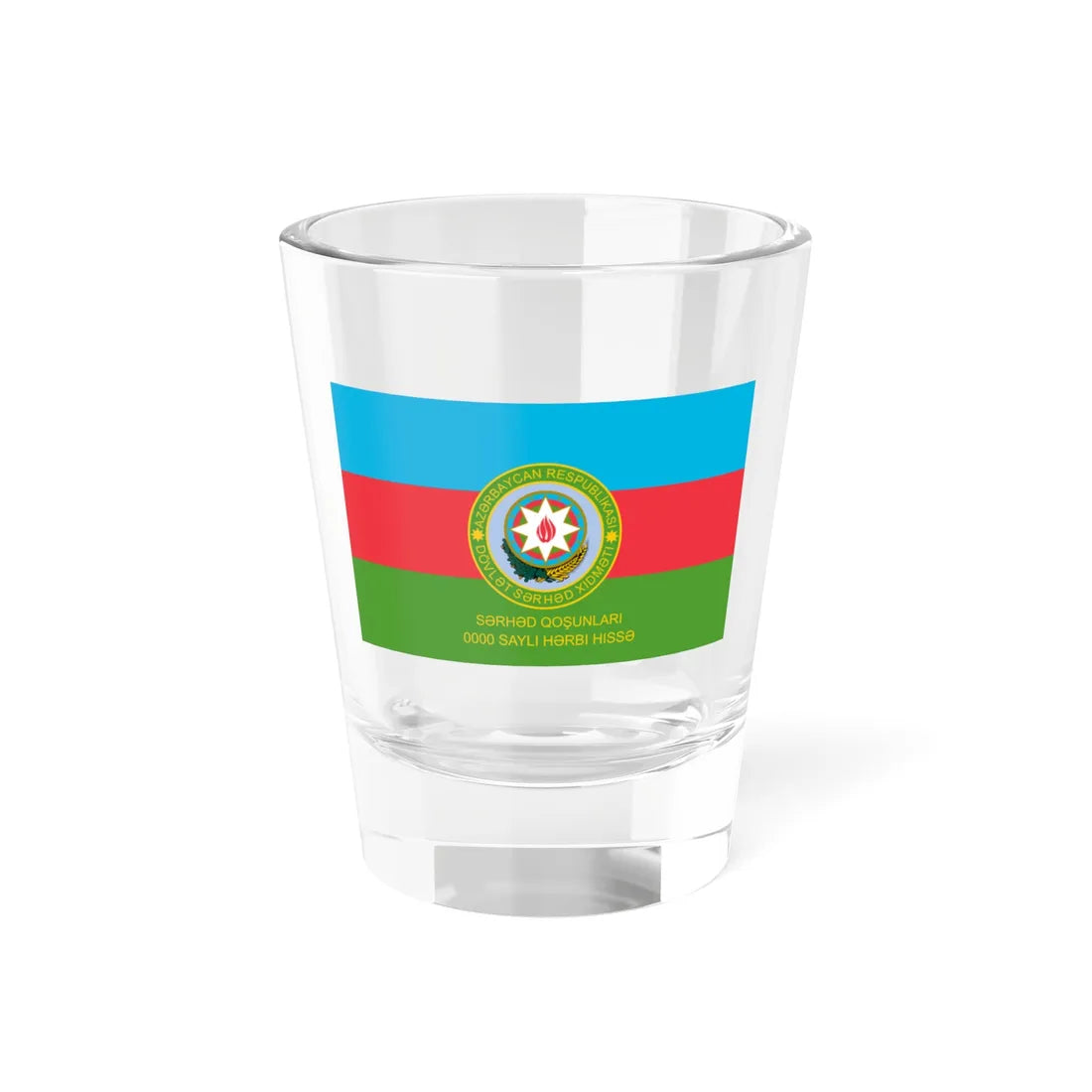Flag of the Border Units State Border Service of Azerbaijan Reverse (Azerbaijan) Shot Glass 1.5oz 1.5oz - Go Mug Yourself