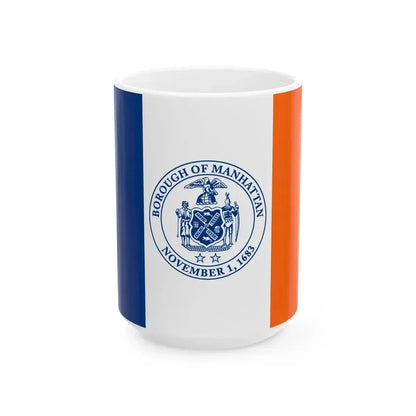 Flag of the Borough of Manhattan (United States) White Coffee Mug 15oz - Go Mug Yourself