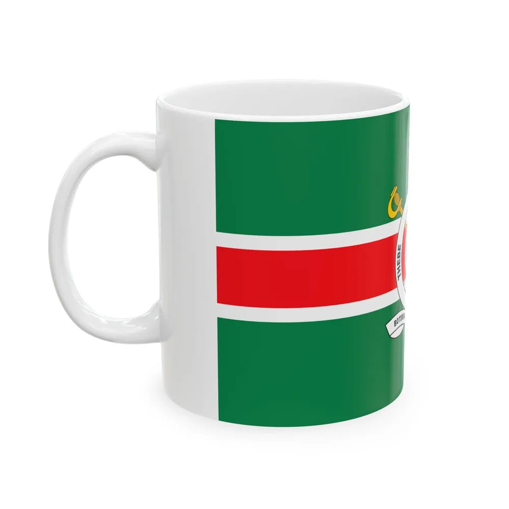 Flag of the Botswana Defence Force (Botswana) White Coffee Mug - Go Mug Yourself