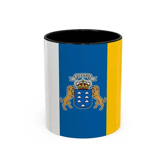 Flag of the Canary Islands Spain - Accent Coffee Mug 11oz Black - Go Mug Yourself