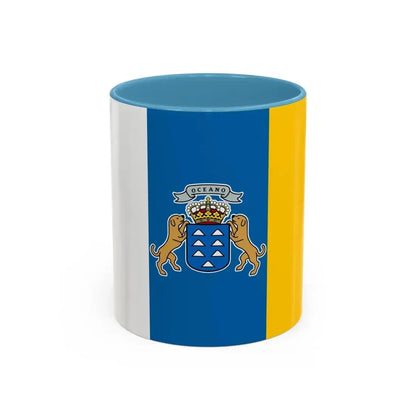 Flag of the Canary Islands Spain - Accent Coffee Mug 11oz Light Blue - Go Mug Yourself