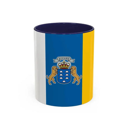 Flag of the Canary Islands Spain - Accent Coffee Mug 11oz Navy - Go Mug Yourself