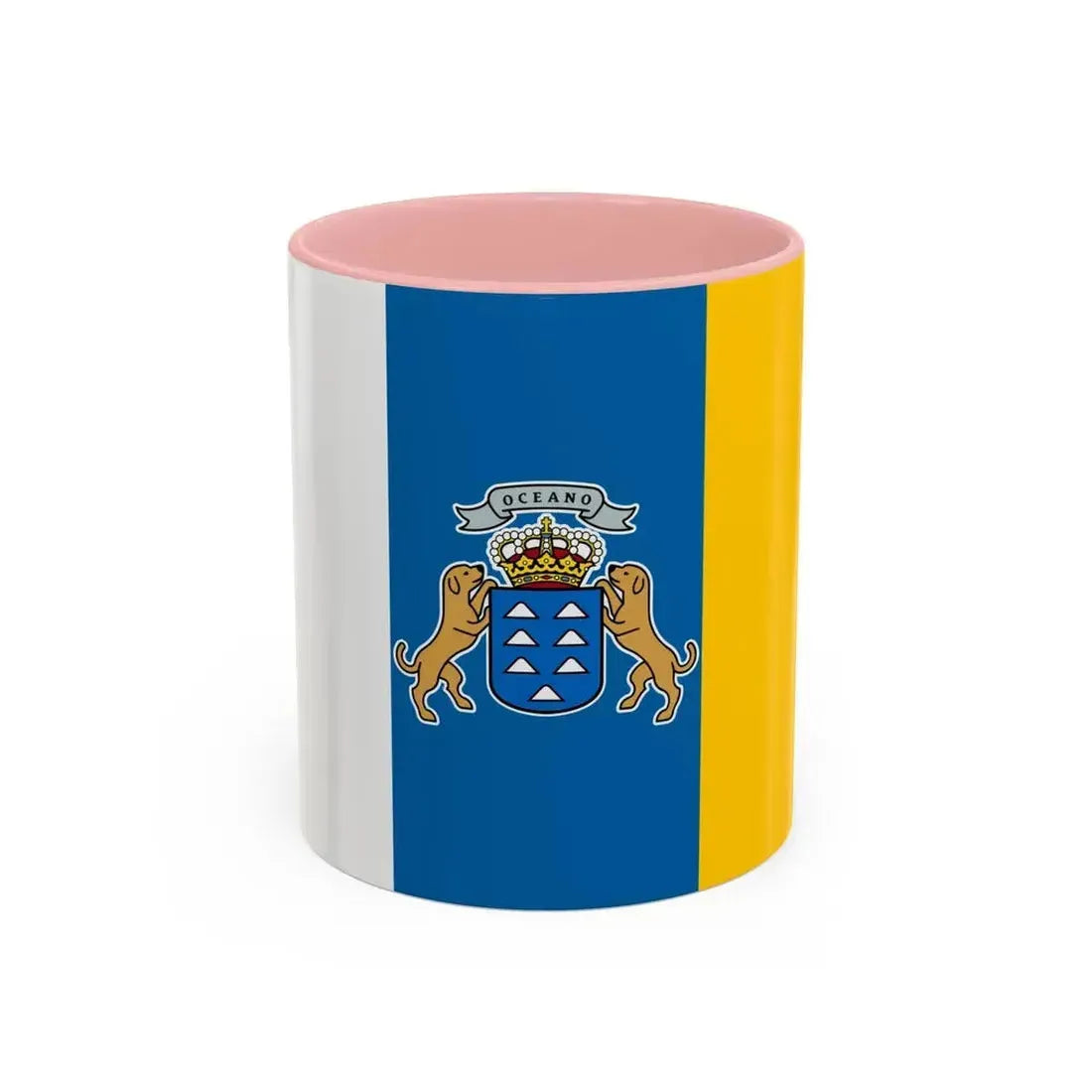 Flag of the Canary Islands Spain - Accent Coffee Mug 11oz Pink - Go Mug Yourself