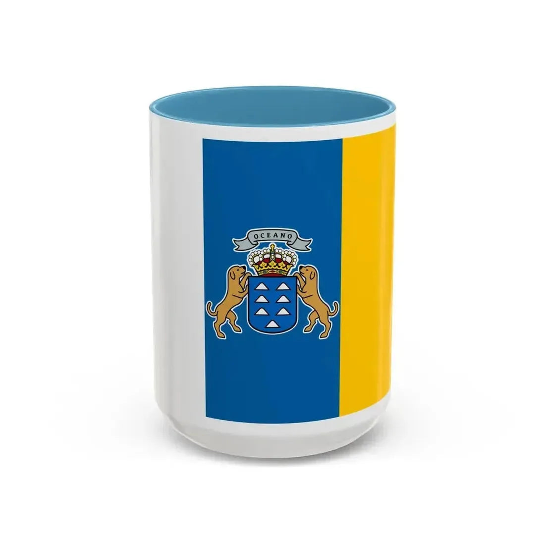 Flag of the Canary Islands Spain - Accent Coffee Mug 15oz Light Blue - Go Mug Yourself