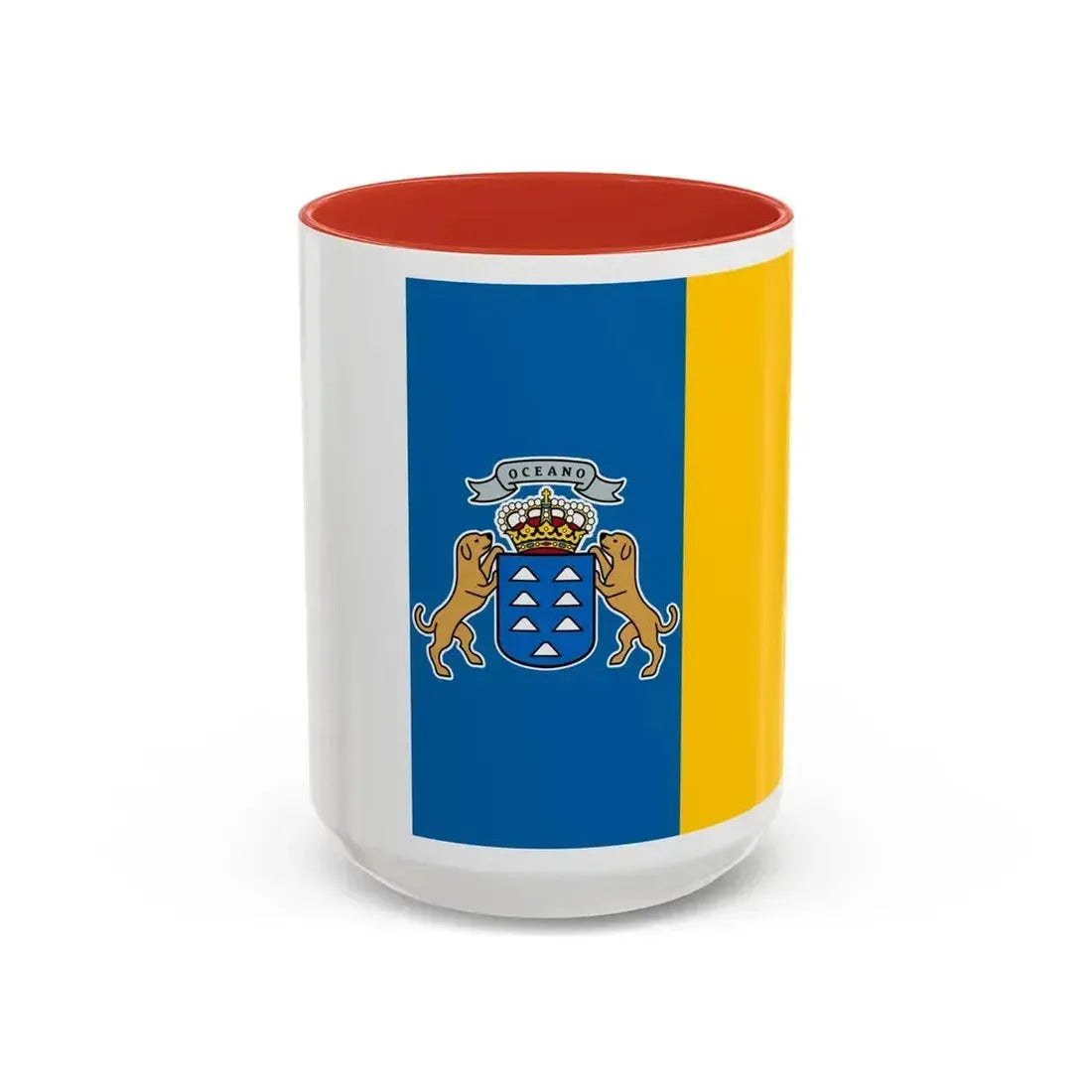 Flag of the Canary Islands Spain - Accent Coffee Mug 15oz Red - Go Mug Yourself