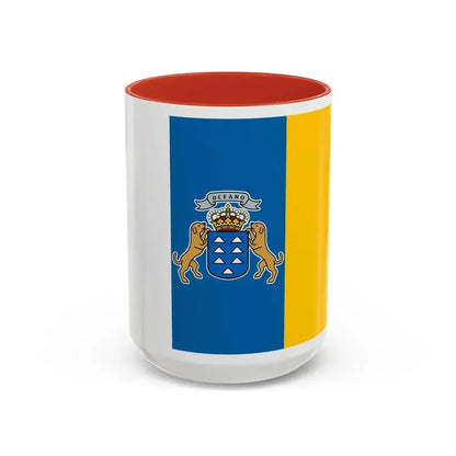 Flag of the Canary Islands Spain - Accent Coffee Mug 15oz Red - Go Mug Yourself