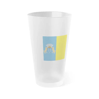 Flag of the Canary Islands Spain - Frosted Pint Glass 16oz 16oz Frosted - Go Mug Yourself