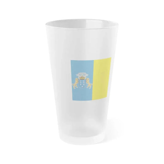 Flag of the Canary Islands Spain - Frosted Pint Glass 16oz 16oz Frosted - Go Mug Yourself