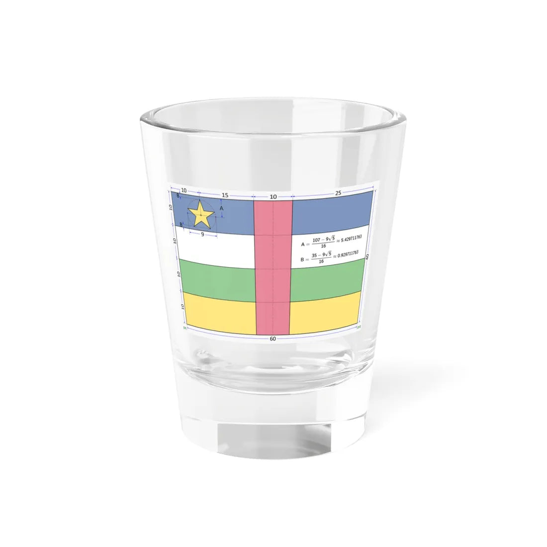 Flag of the Central African Republic construction sheet (Central African Republic) Shot Glass 1.5oz 1.5oz - Go Mug Yourself