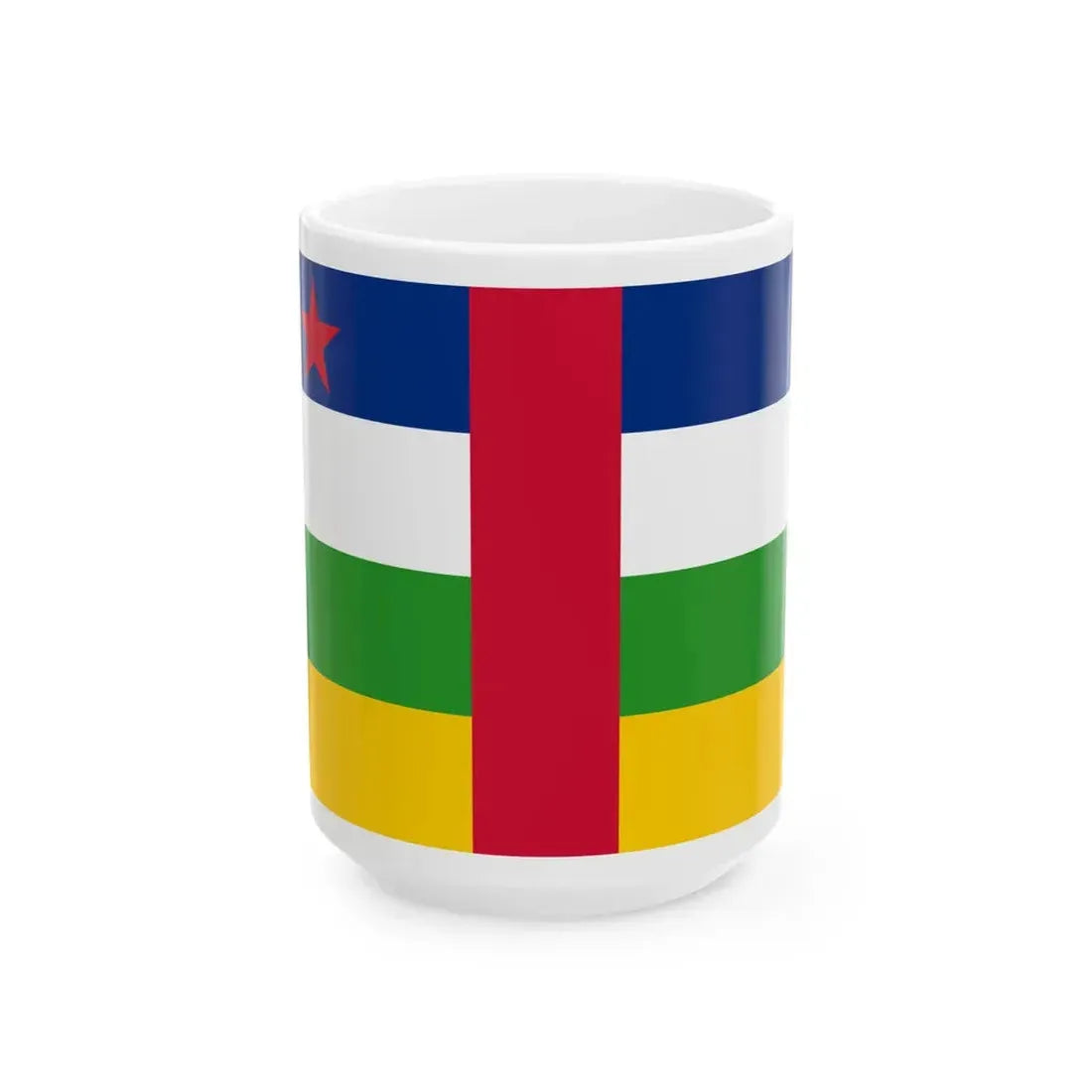 Flag of the Central African Republic red star (Central African Republic) White Coffee Mug 15oz - Go Mug Yourself