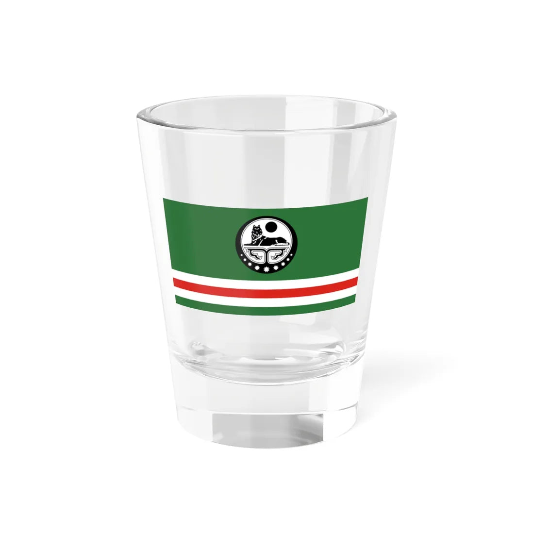 Flag of the Chechen Republic of Ichkeria with COA (Russia) Shot Glass 1.5oz 1.5oz - Go Mug Yourself