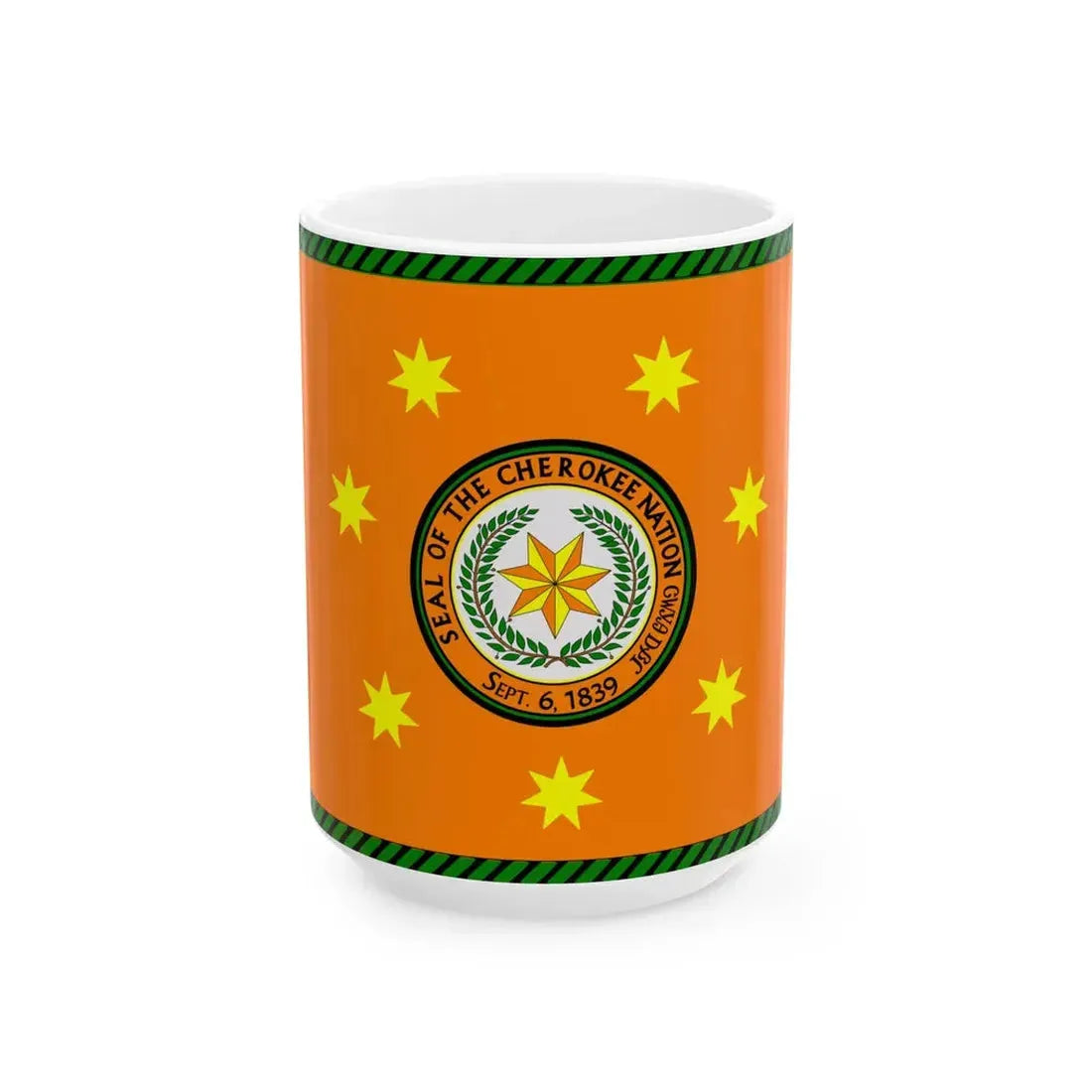 Flag of the Cherokee Nation (United States) White Coffee Mug 15oz - Go Mug Yourself
