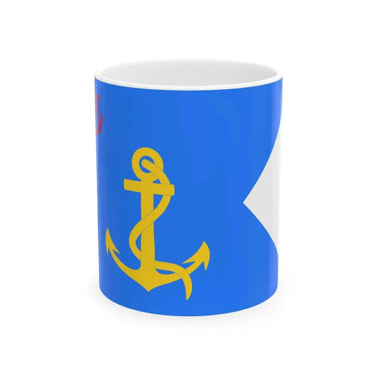 Flag of the Chief of Staff of the Naval Forces of Algeria to 2004 (Algeria) White Coffee Mug 11oz - Go Mug Yourself
