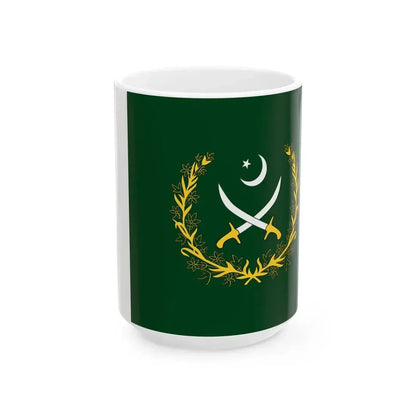 Flag of the Chief of the Army Staff Pakistan (Pakistan) White Coffee Mug 15oz - Go Mug Yourself