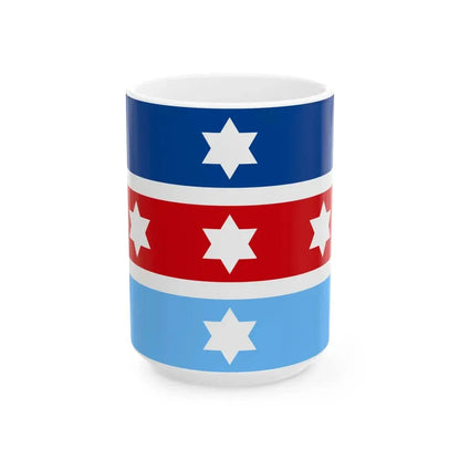 Flag of the Chief of the Hellenic National Defence General Staff Army variant (Greece) White Coffee Mug 15oz - Go Mug Yourself