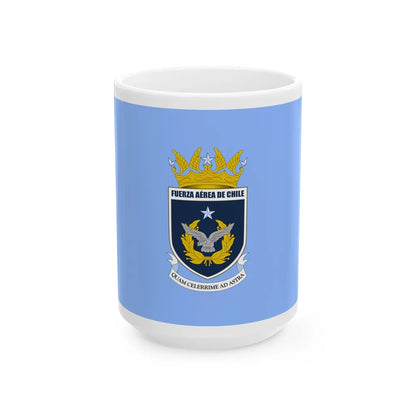 Flag of the Chilean Air Force (Chile) White Coffee Mug 15oz - Go Mug Yourself