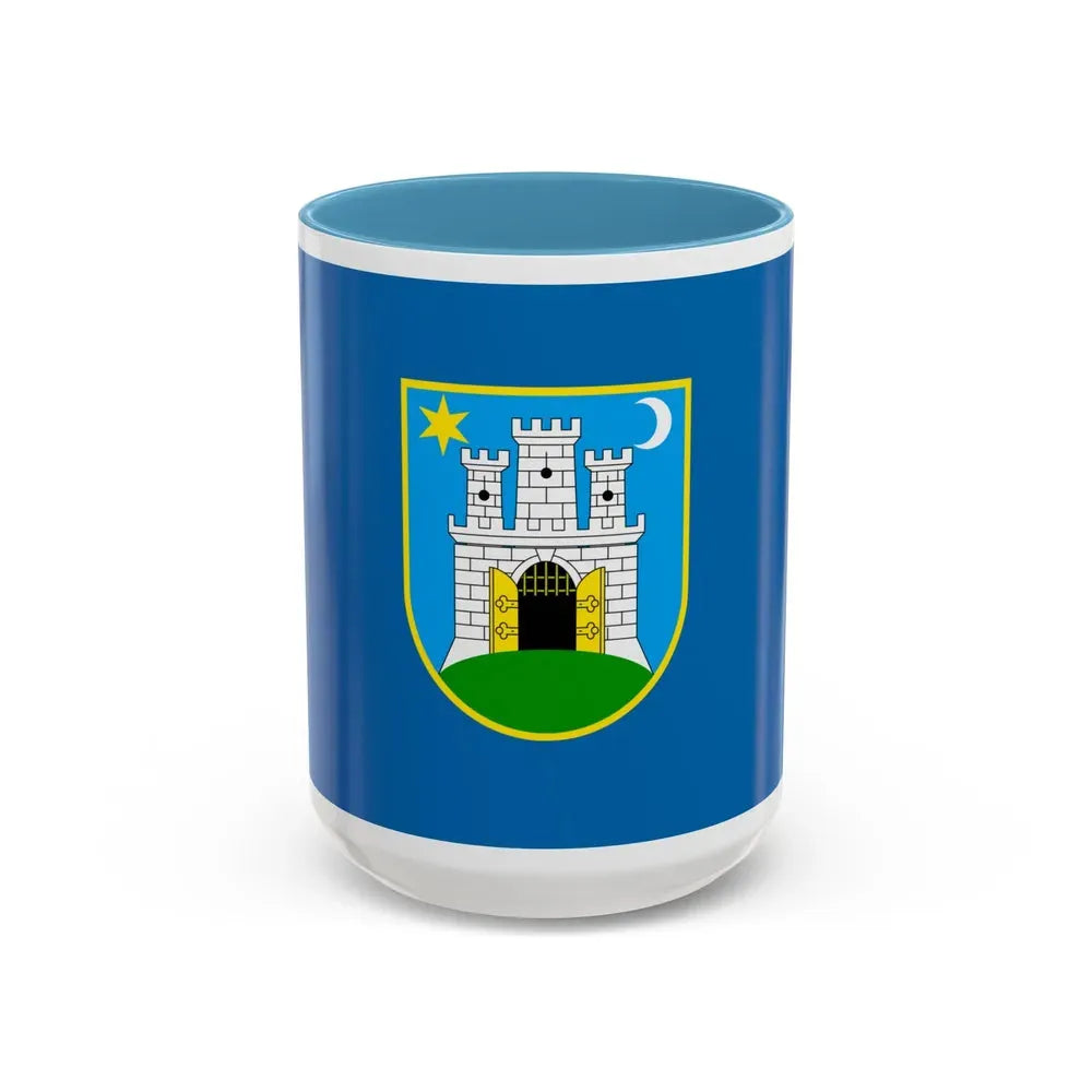 Flag of the City of Zagreb Croatia - Accent Coffee Mug 15oz Light Blue - Go Mug Yourself