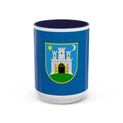 Flag of the City of Zagreb Croatia - Accent Coffee Mug 15oz Navy - Go Mug Yourself