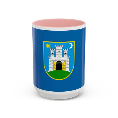 Flag of the City of Zagreb Croatia - Accent Coffee Mug 15oz Pink - Go Mug Yourself