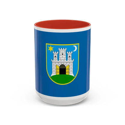Flag of the City of Zagreb Croatia - Accent Coffee Mug 15oz Red - Go Mug Yourself