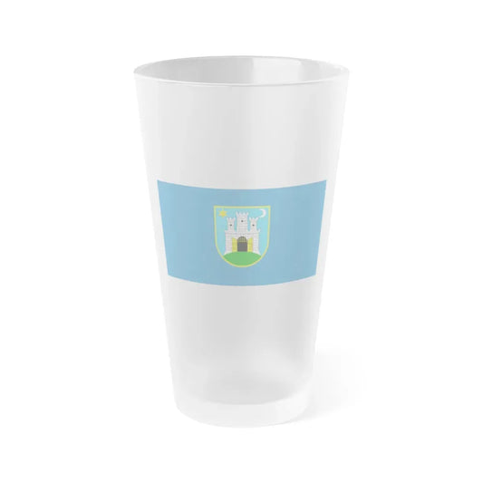 Flag of the City of Zagreb Croatia - Frosted Pint Glass 16oz 16oz Frosted - Go Mug Yourself