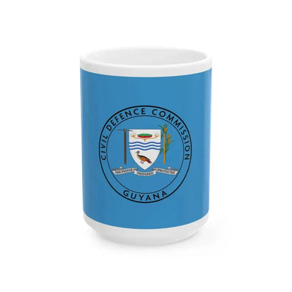 Flag of the Civil Defence Commission Guyana (Guyana) White Coffee Mug 15oz - Go Mug Yourself