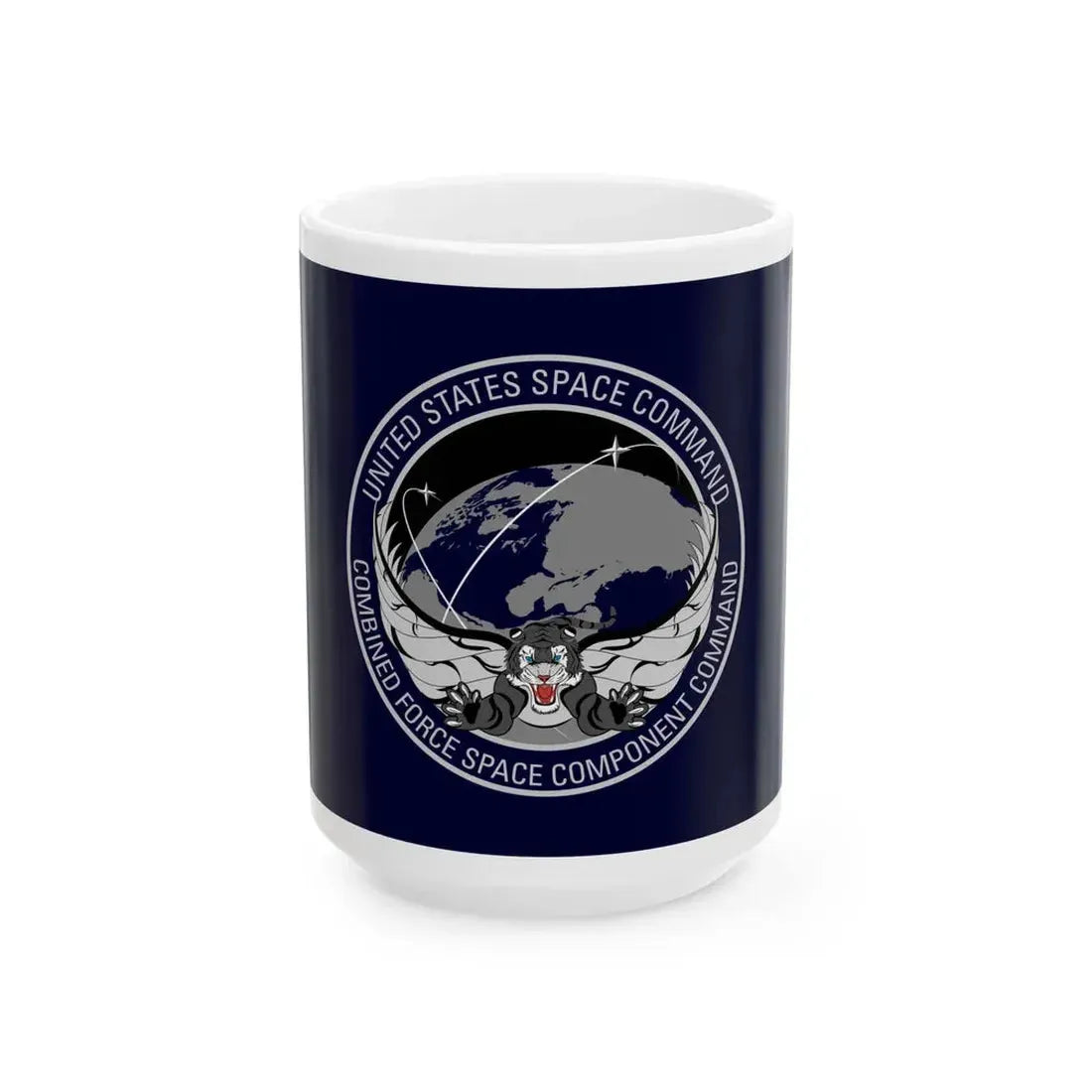 Flag of the Combined Force Space Component Command (United States) White Coffee Mug 15oz - Go Mug Yourself