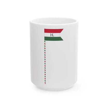 Flag of the Command of a Division of the Hungarian National Army 1919 with staff (Hungary) White Coffee Mug 15oz - Go Mug Yourself