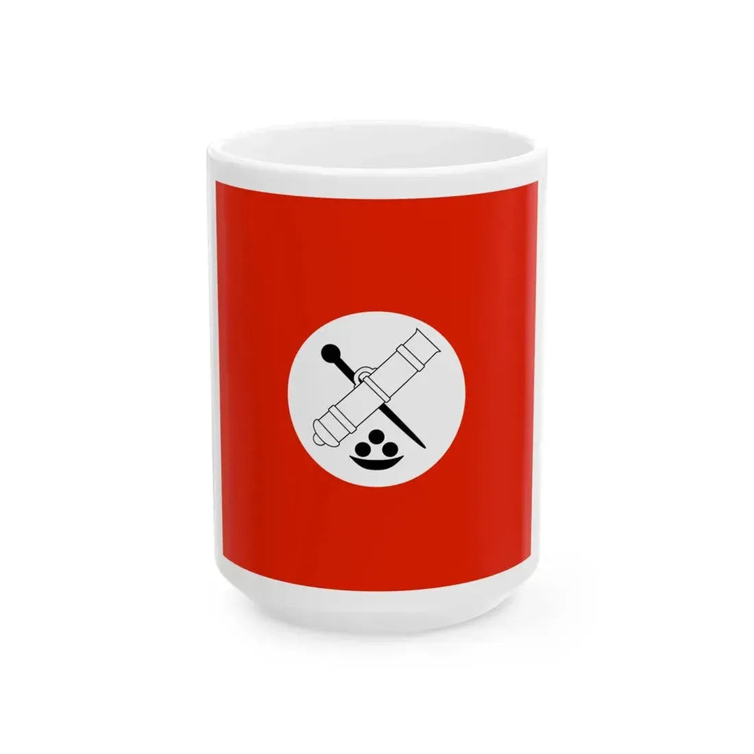 Flag of the Command of an Artillery Regiment or Battalion of the Royal Hungarian Defence Forces 1939 (Hungary) White Coffee Mug 15oz - Go Mug Yourself