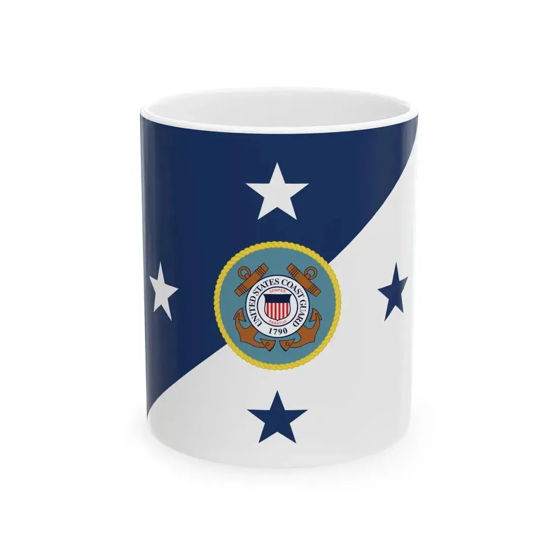 Flag of the Commandant of the United States Coast Guard (United States) White Coffee Mug 11oz - Go Mug Yourself