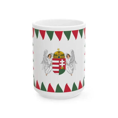 Flag of the Commander of an Army of the Royal Hungarian Defence Forces 1940-1945 (Hungary) White Coffee Mug 15oz - Go Mug Yourself